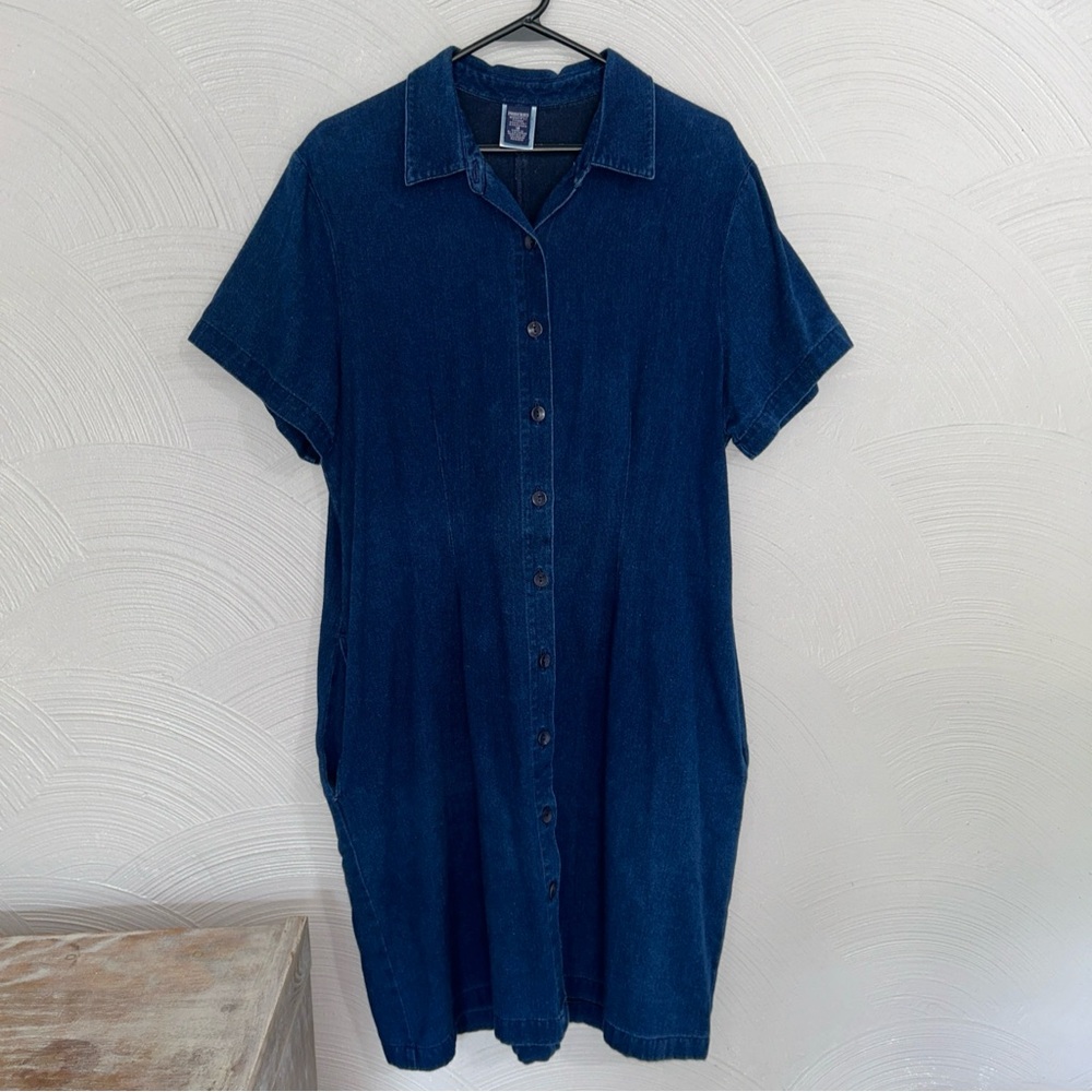 Lands' End Blue Denim Shirt Dress
